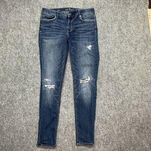 White House Black Market Jeans Womens Size 6 Blue Denim The Skinny Distressed